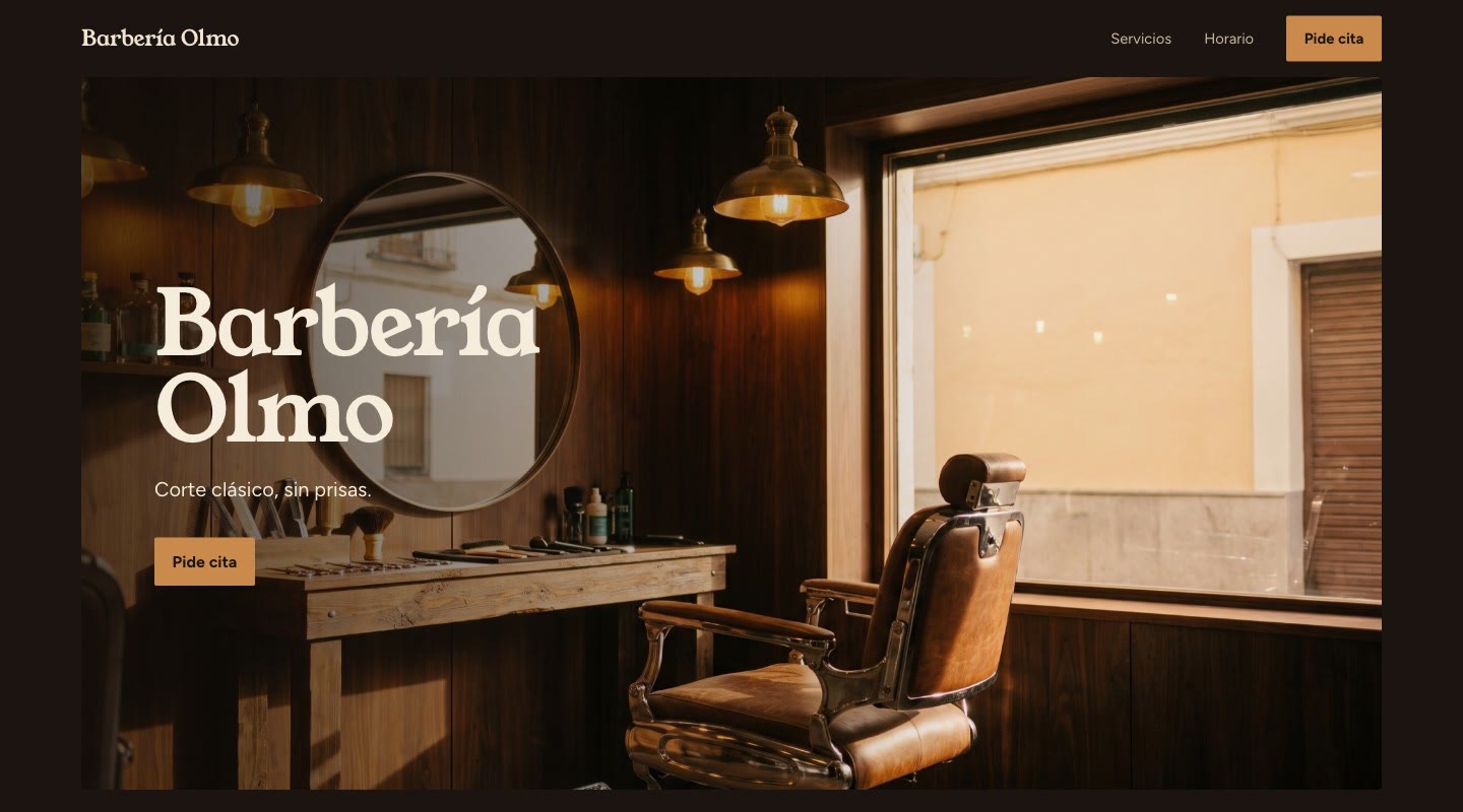 Web de ejemplo de Barbería Olmo